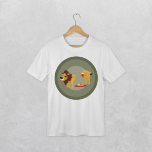 t-shirt avec le visuel lion de la collection pixels